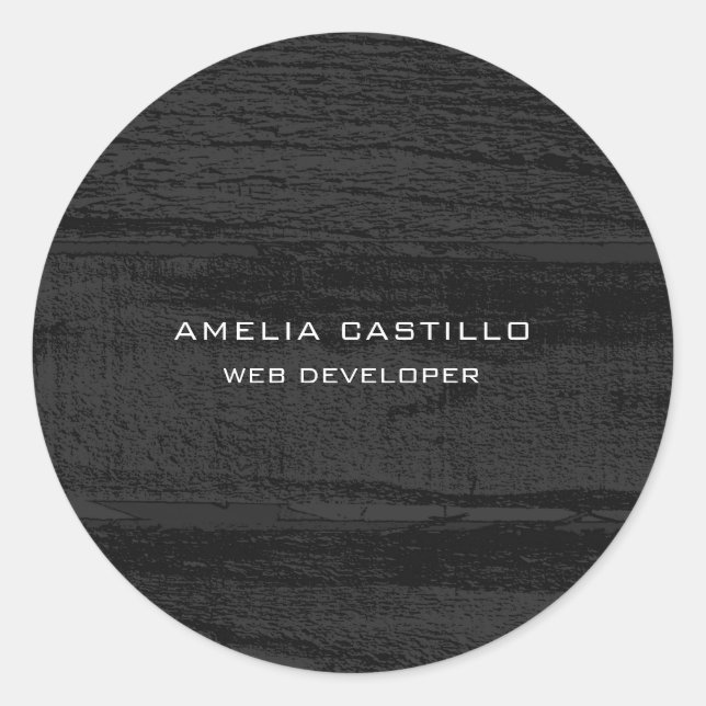 Plain Elegant Grey Wood Design Minimalist Modern Classic Round Sticker (Front)