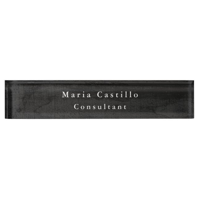 Plain Elegant Grey Wood Minimalist Modern Desk Name Plate (Front)