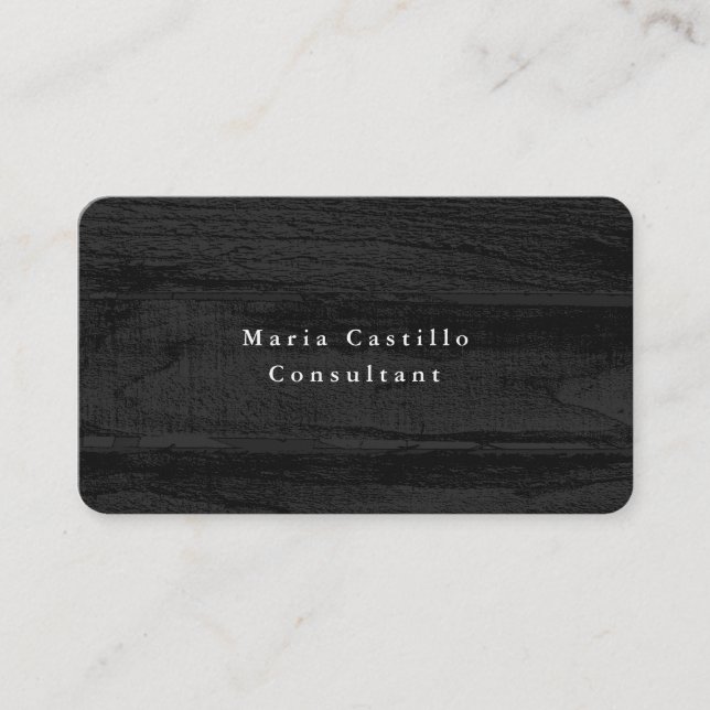 Plain Elegant Grey Wood Texture Minimalist Modern Business Card (Front)