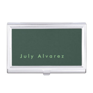 Plain Elegant Greyish Green Minimalist Add Name Business Card Case