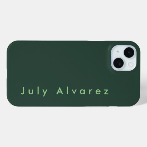 Plain Elegant Greyish Green Minimalist Add Name iPhone 15 Plus Case