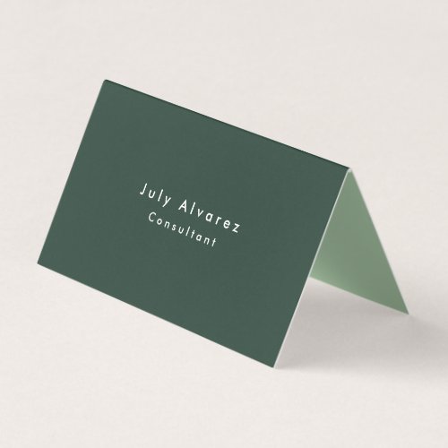 Plain Elegant Greyish Green Minimalist Business Card