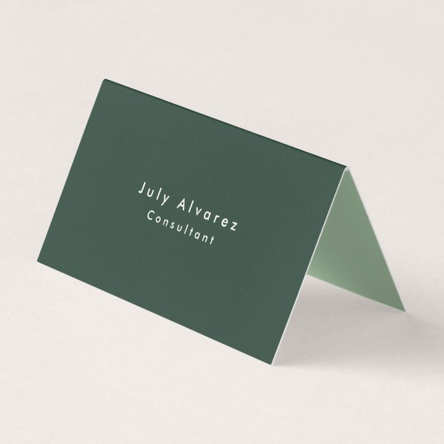 Plain Elegant Greyish Green Minimalist Business Card (Front)