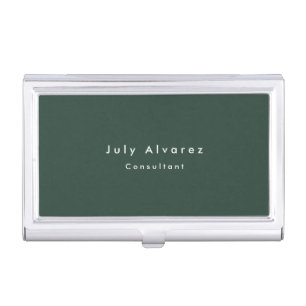 Plain Elegant Greyish Green Minimalist Business Card Case