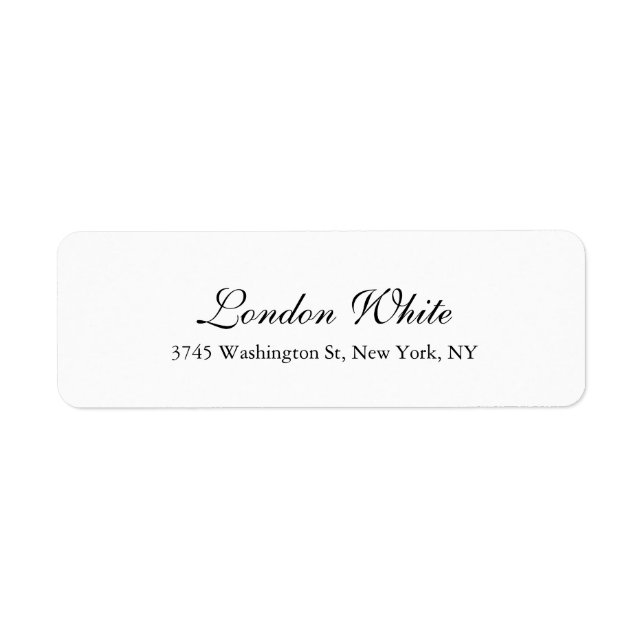 Plain Elegant Handwriting Classical Black White Label (Front)