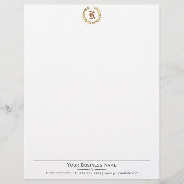 Plain Elegant Laurel Wreath Monogram Letterhead (Front)