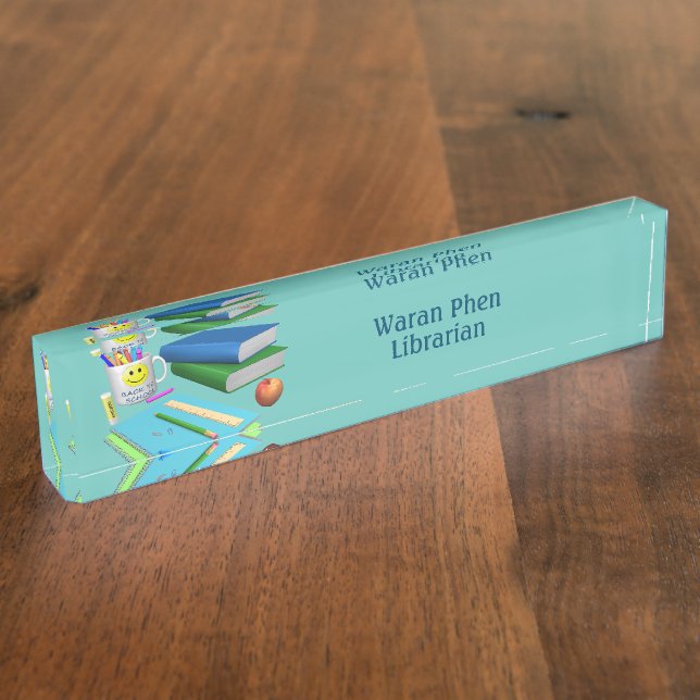 Plain Elegant Librarian School Online  Desk Name Plate (Side)