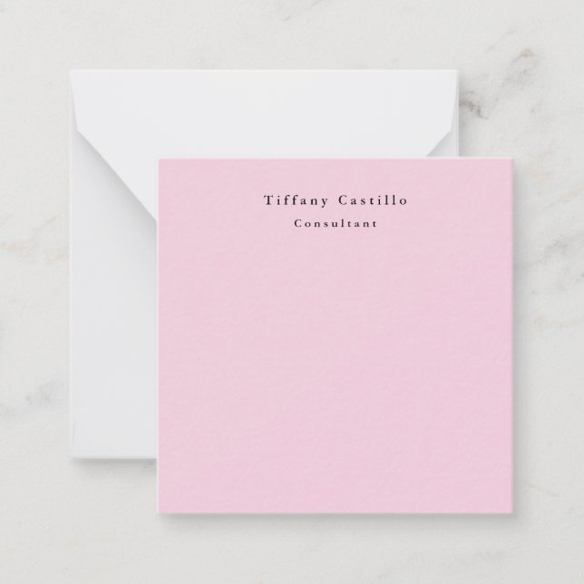 Plain Elegant Light Pink Simple Minimalist Modern Note Card (Front)