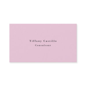 Plain Elegant Light Pink White Minimalist Modern Business Card