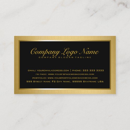 Plain Elegant Metallic Gold And Black 2 Business Cards
