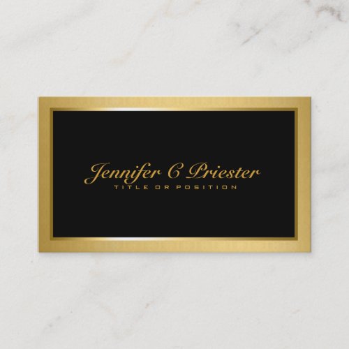 Plain Elegant Metallic Gold And Black Business Card Template