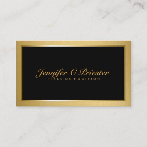 Customizable Plain Elegant Metallic Gold And Black Business Card Template