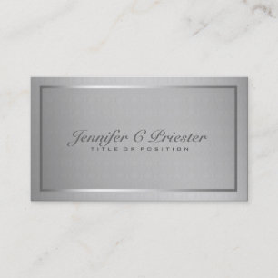 Plain Elegant Metallic Silver Gray And Black Business Card