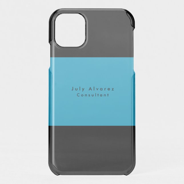 Plain Elegant Minimalist Blue Black Uncommon iPhone Case (Back)