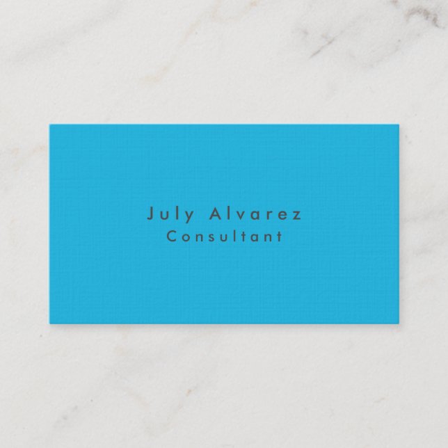Plain Elegant Minimalist Blue Business Card (Front)