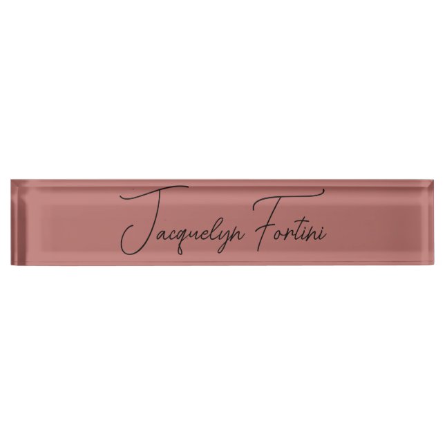 Plain Elegant Minimalist Calligraphy Script Name Desk Name Plate (Front)