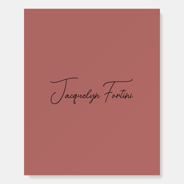 Plain Elegant Minimalist Calligraphy Script Name Foam Board (Front)