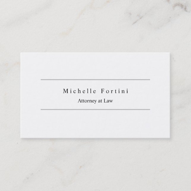 Plain Elegant Minimalist Modern Attorney at Law Business Card (Front)