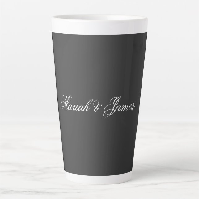 Plain Elegant Minimalist Modern Names Calligraphy Latte Mug (Front)