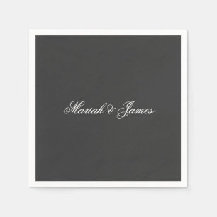 Plain Elegant Minimalist Modern Names Calligraphy Napkins