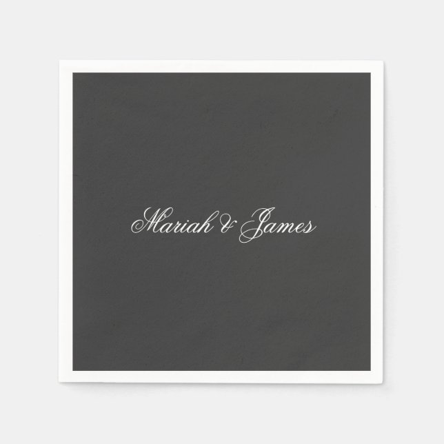 Plain Elegant Minimalist Modern Names Calligraphy Napkins (Front)