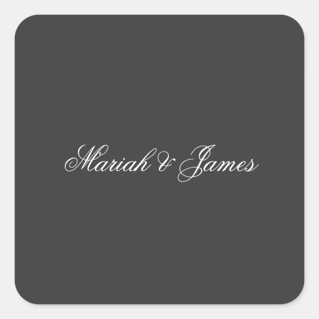 Plain Elegant Minimalist Modern Names Calligraphy Square Sticker (Front)