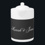 Plain Elegant Minimalist Modern Names Calligraphy Teapot<br><div class="desc">Simple grey,  modern,  minimalist design. This template can be customized to meet all professional occupations.</div>