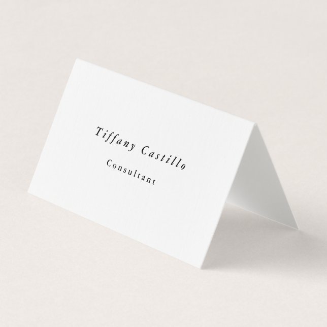 Plain Elegant Minimalist Modern Premium Linen Business Card (Front)