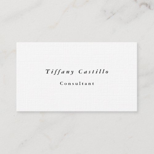 Plain Elegant Minimalist Modern Premium Linen Business Card