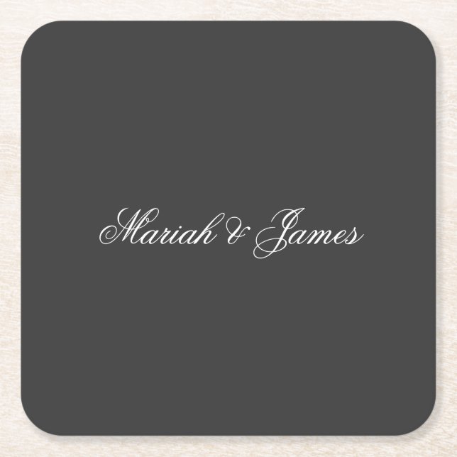 Plain Elegant Minimalist Modern Square Paper Coaster (Front)