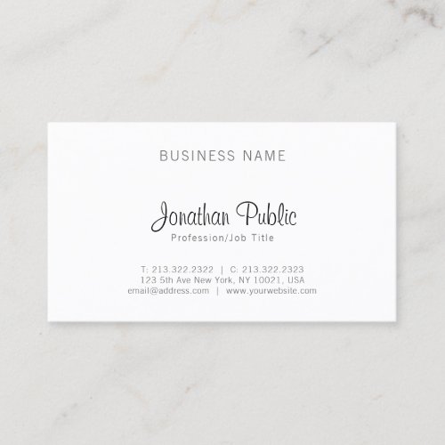 Plain Elegant Minimalist Professional Modern Sleek Business Card