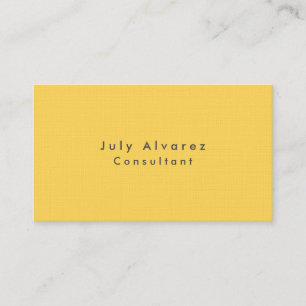 Plain Elegant Minimalist Yellow Linen Business Card