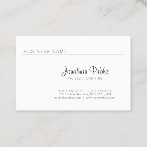 Plain Elegant Minimalistic Sleek Professional Luxe Business Card