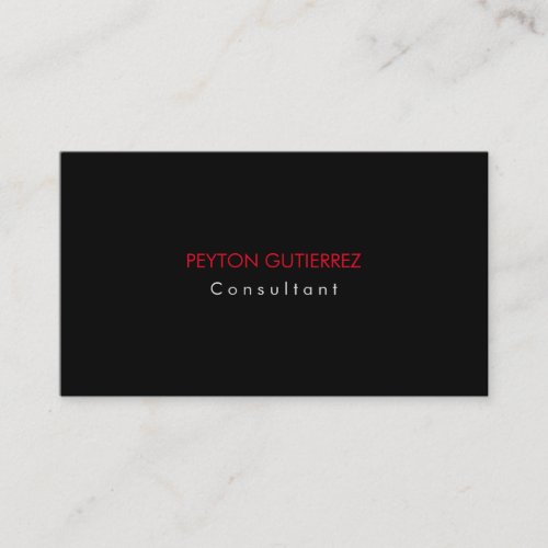 Plain Elegant Modern Black Red Minimalist Business Card