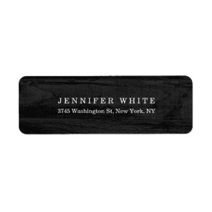 Plain Elegant Modern Black White Minimalist Wood Label