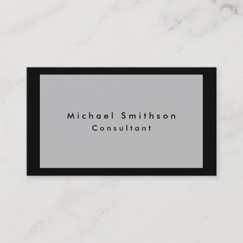 Plain Elegant Modern Grey Black Minimalist Business Card