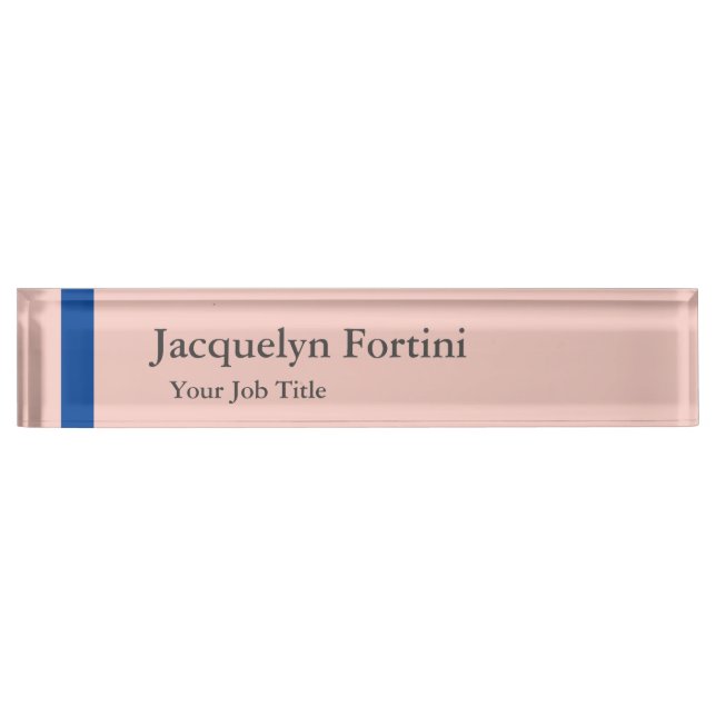 Plain Elegant Modern Minimalist Blue Purple Desk Name Plate (Front)