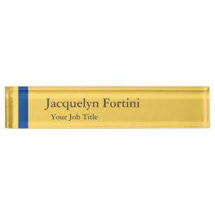 Plain Elegant Modern Minimalist Blue Yellow Desk Name Plate