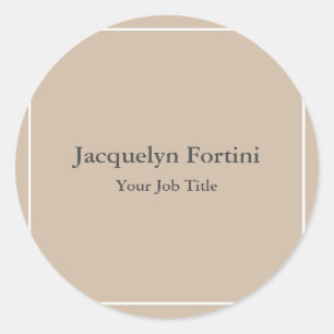 Plain Elegant Modern Minimalist Classic Round Sticker