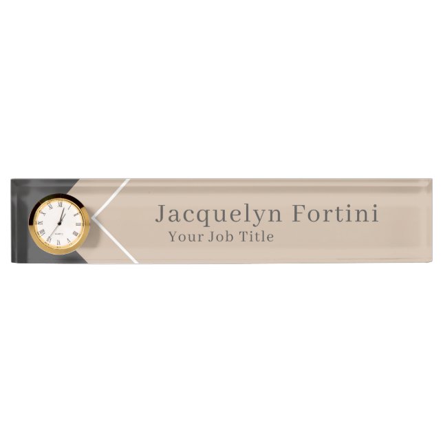 Plain Elegant Modern Minimalist Desk Name Plate (Front)