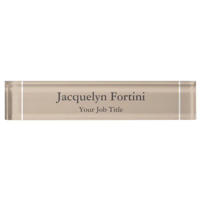 Plain Elegant Modern Minimalist Desk Name Plate (Front)