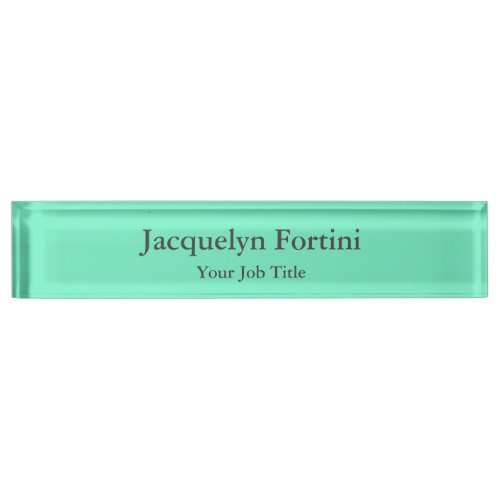 Plain Elegant Modern Minimalist Green Blue Desk Name Plate