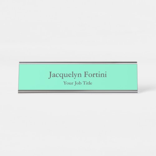 Plain Elegant Modern Minimalist Green Blue Desk Name Plate