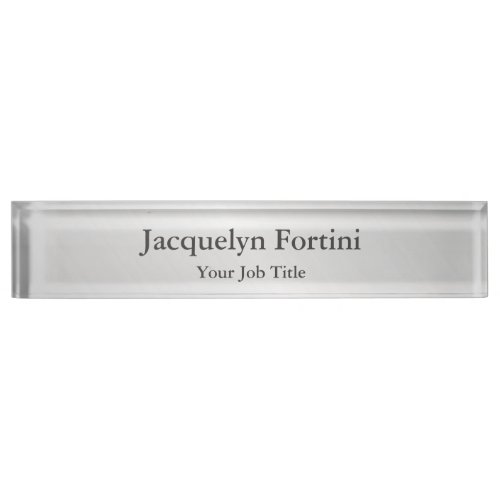 Plain Elegant Modern Minimalist Grey Desk Name Plate