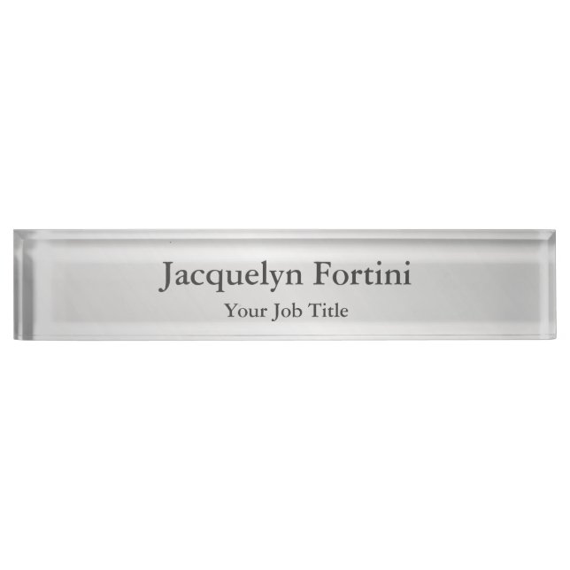 Plain Elegant Modern Minimalist Grey Desk Name Plate (Front)