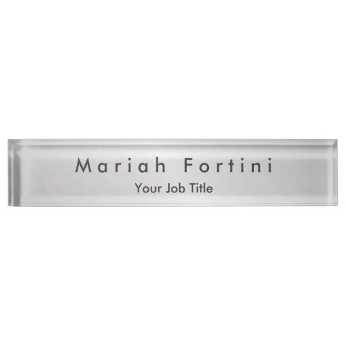 Plain Elegant Modern Minimalist Grey Desk Name Plate