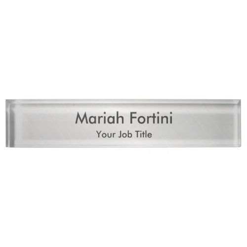 Plain Elegant Modern Minimalist Grey Desk Name Plate