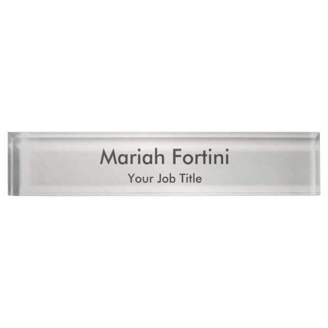 Plain Elegant Modern Minimalist Grey Desk Name Plate (Front)