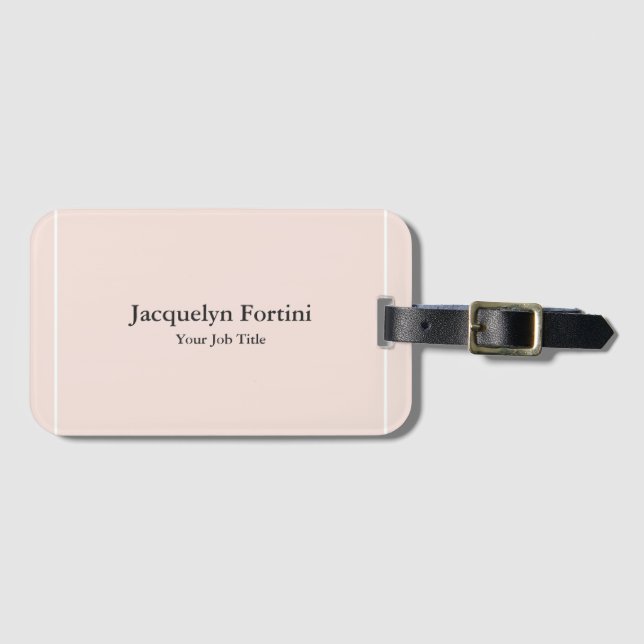 Plain Elegant Modern Minimalist Luggage Tag (Front Horizontal)
