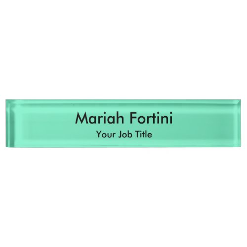 Plain Elegant Modern Minimalist Name Blue Green Desk Name Plate